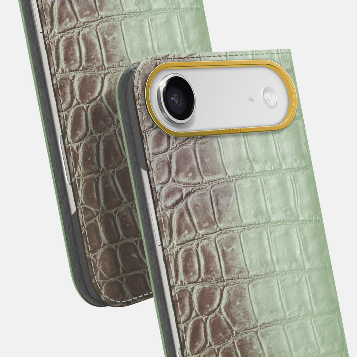Folio Case For iPhone 17 Air In Himalayan Crocodile -5 | Pistachio-Gold
