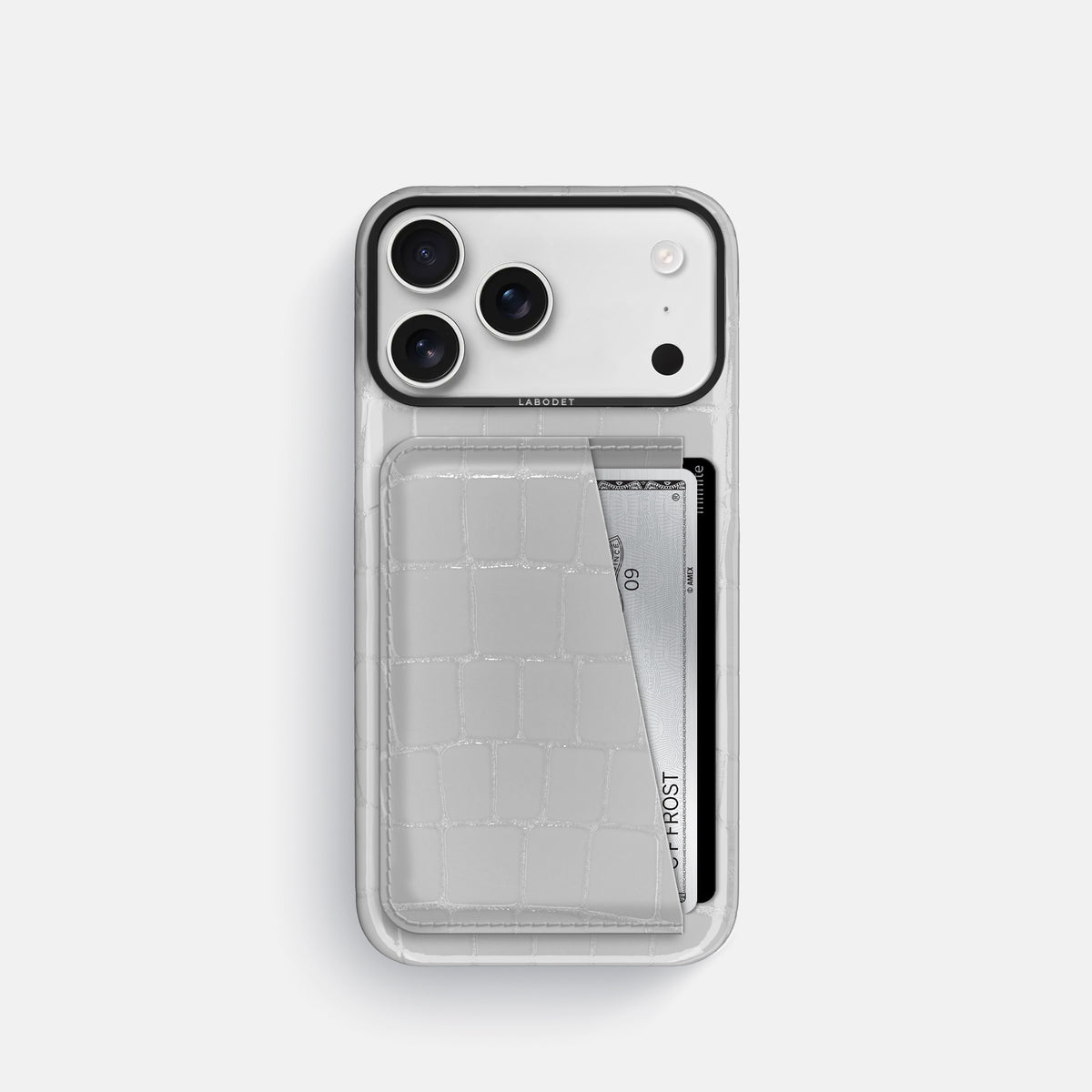 Double Card Case For iPhone 17 Pro In Shiny Alligator -1 | White-Black