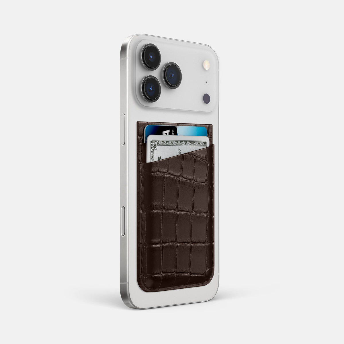 MagSafe Wallet For iPhone 18 Pro Max In Alligator -2 | Dark-Brown