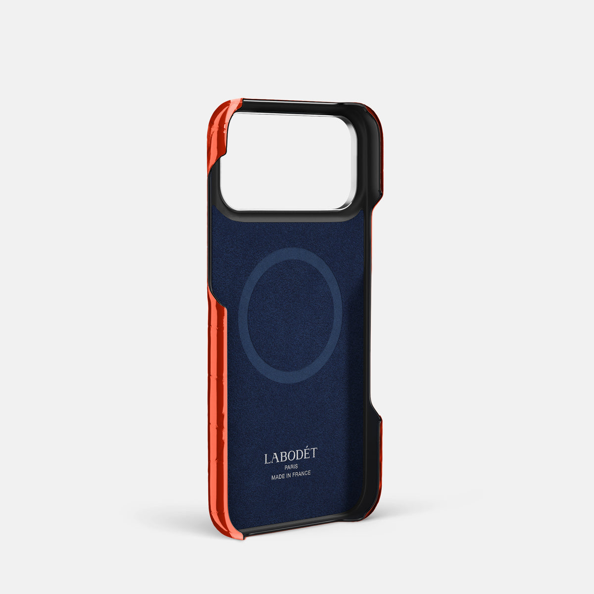Double Card Case For iPhone 17 Pro In Shiny Alligator -4 | Orange-Steel