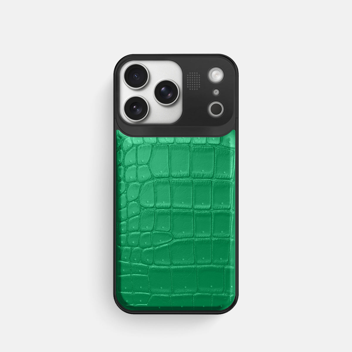 Metal Case For iPhone 17 Pro In Porosus Crocodile -1 | Cactus-Green-Black