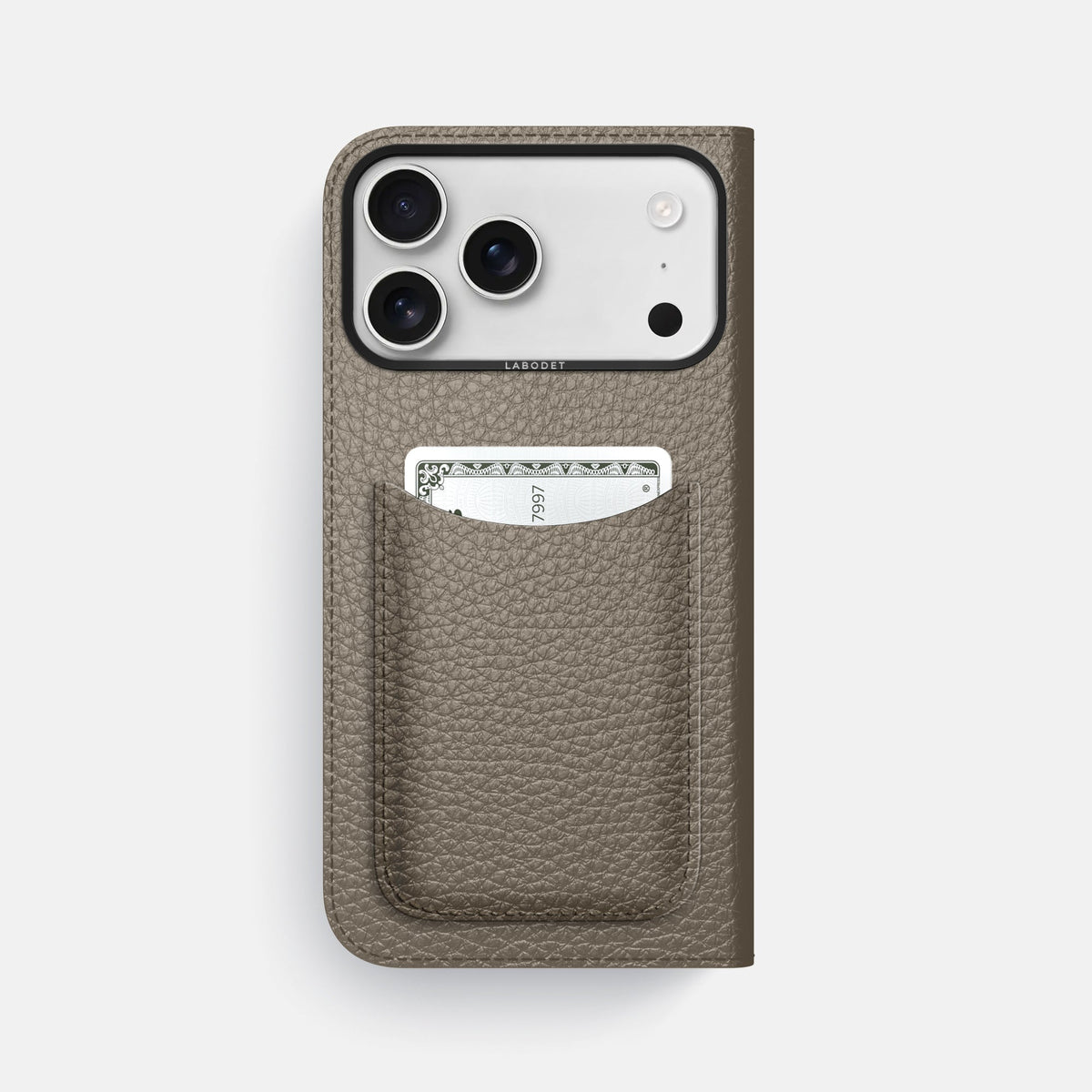 Folio Case with Card For iPhone 18 Pro Max In Calf -3 | Taupe-Black