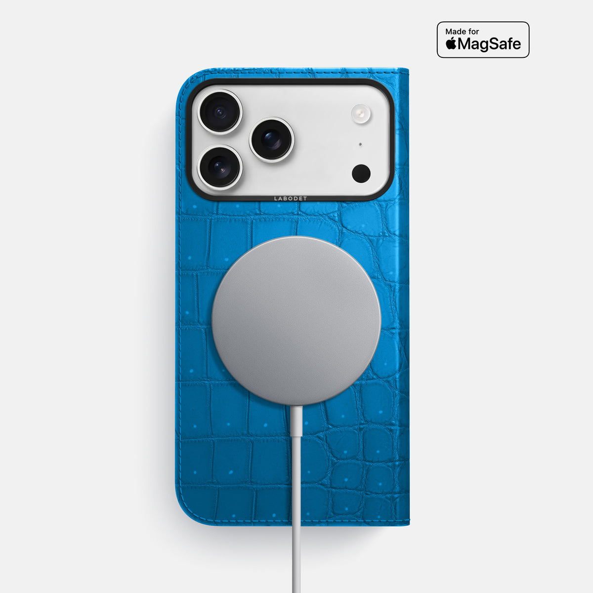 Folio Case For iPhone 17 Pro Max In Porosus Crocodile -3 | Blue-Lagoon-Black