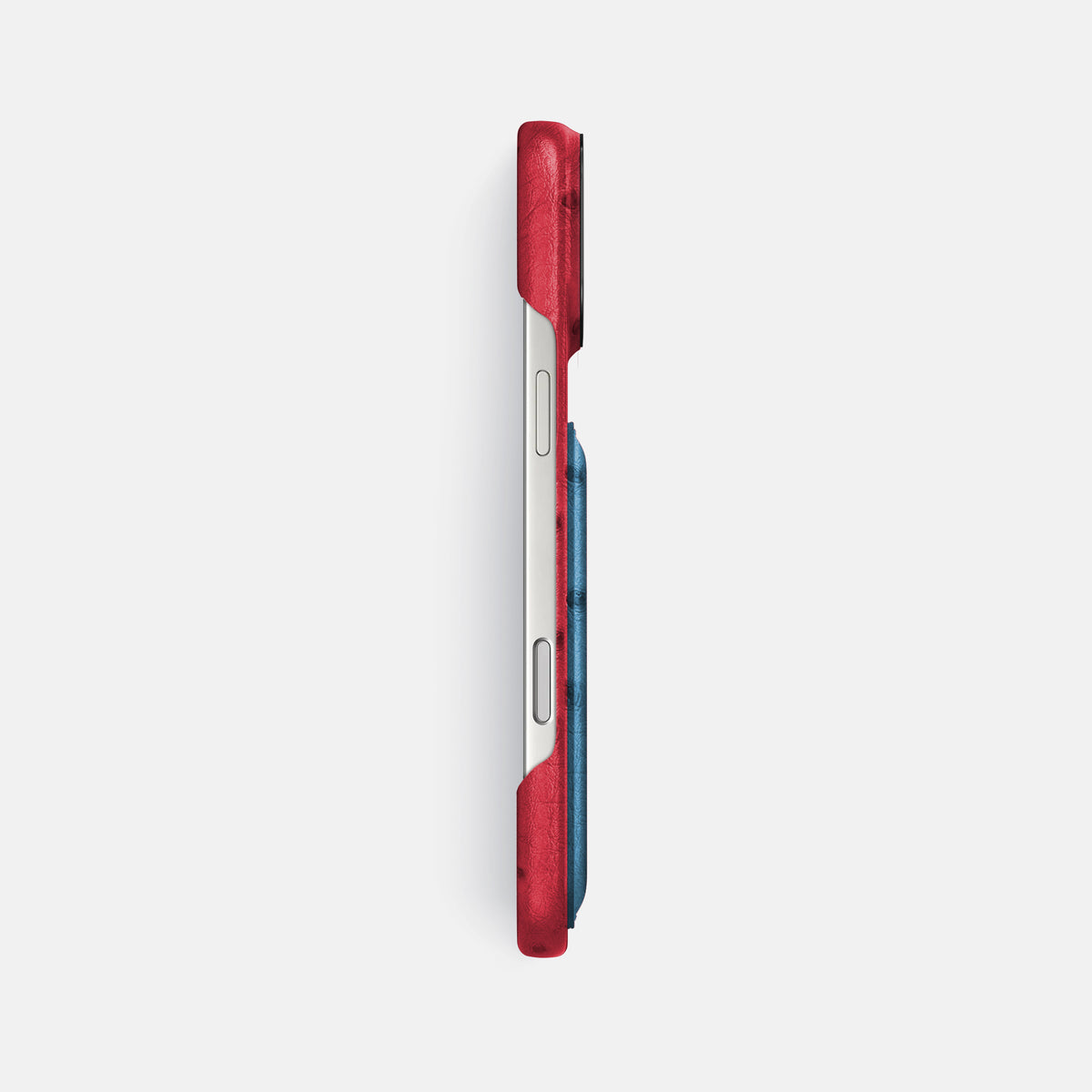 Double Card Case Coloré For iPhone 17 Pro Max In Ostrich -3 | Red-Black