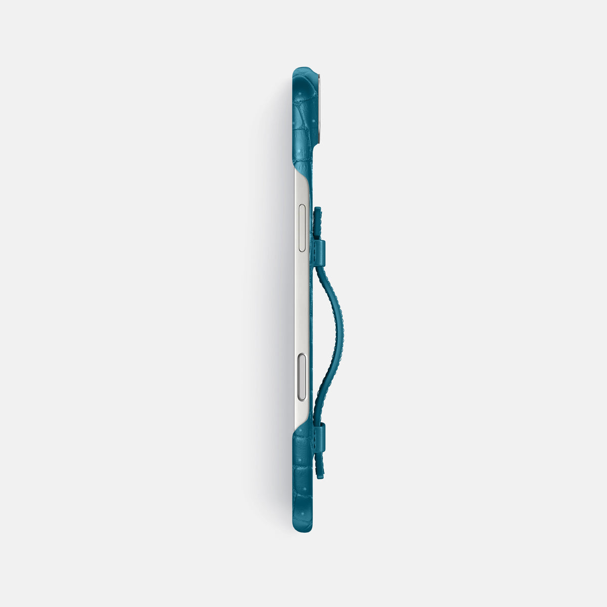 Handle Case For iPhone 17 Air In Porosus Crocodile -3 | Turquoise-Steel