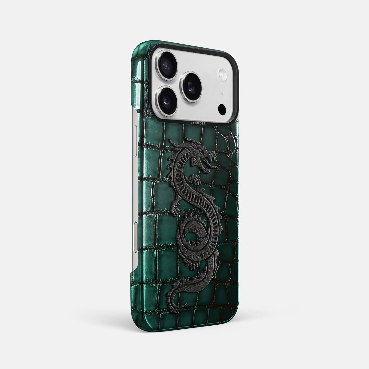 Classic Case With Carbon Dragon For iPhone 18 Pro Max In Patina Alligator -2 | Green-Black