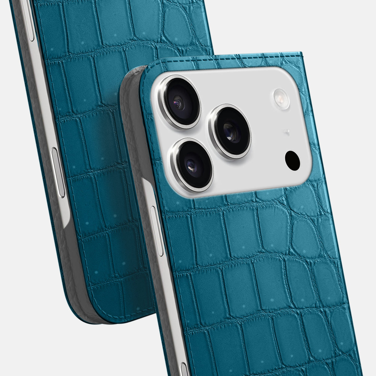 Folio Slim Case For iPhone 18 Pro In Porosus Crocodile -5 | Turquoise