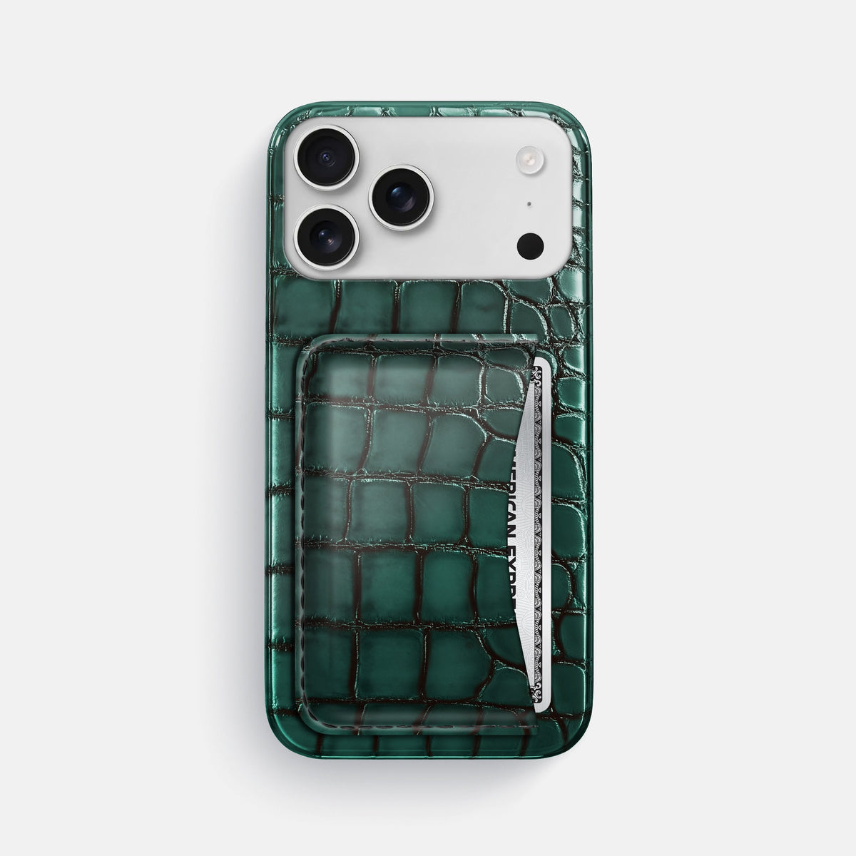 Slim Card Case For iPhone 18 Pro Max In Patina Alligator -1 | Green