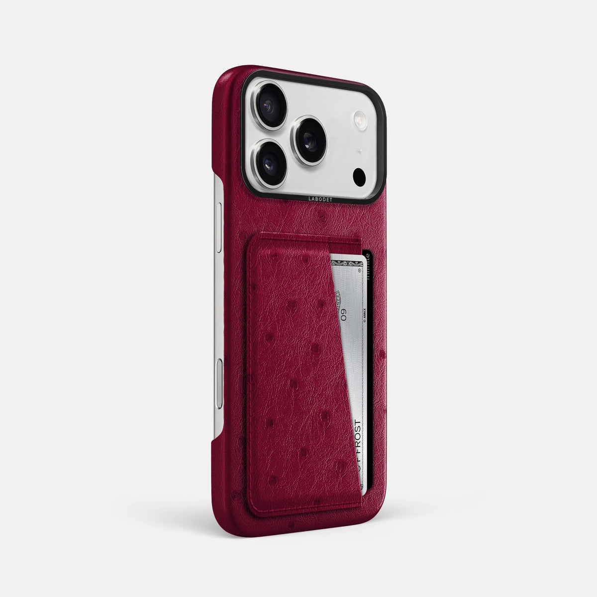 Double Card Case For iPhone 18 Pro Max In Ostrich -2 | Bordeaux-Black