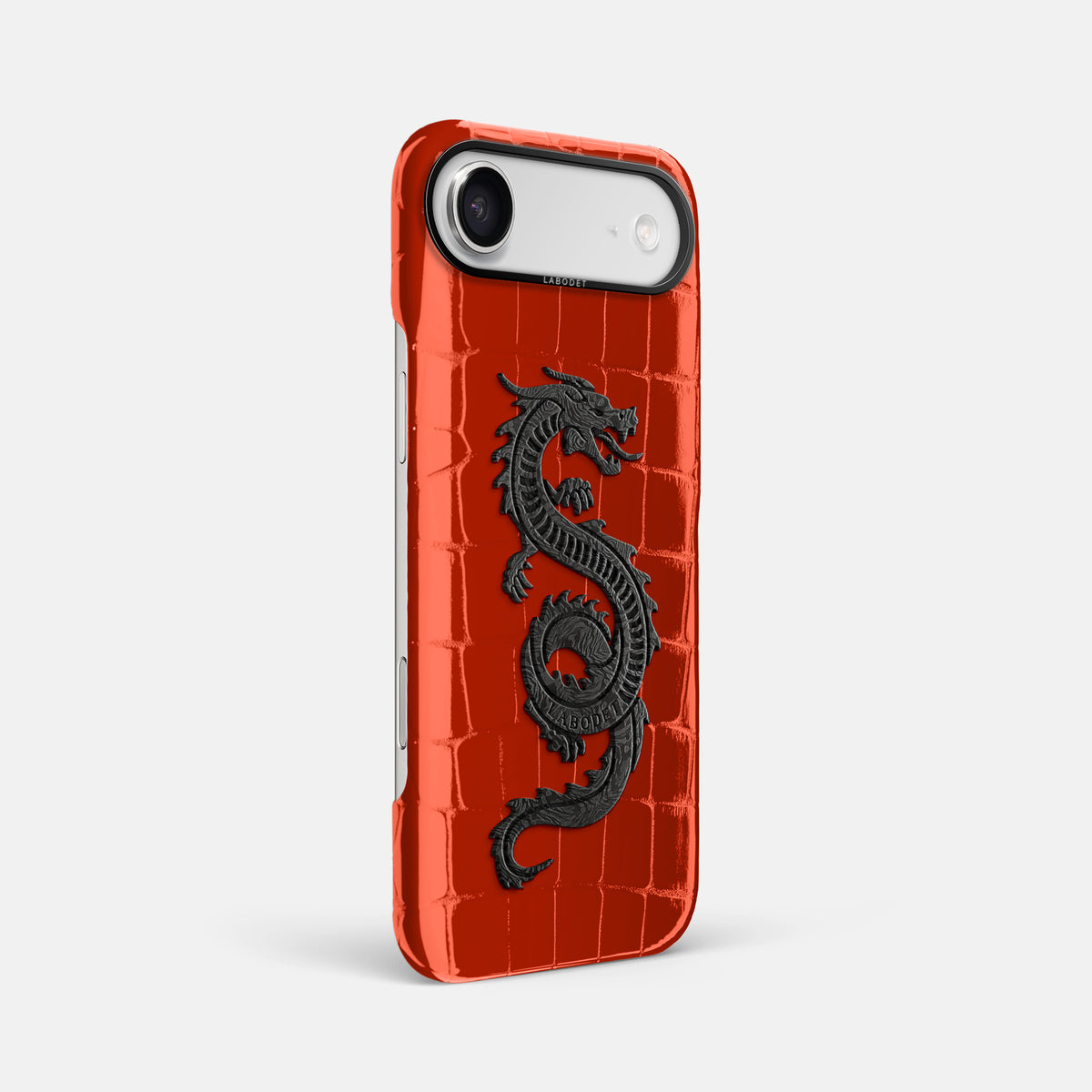 Classic Case With Carbon Dragon For iPhone 17 Air In Shiny Alligator -2 | Orange-Black