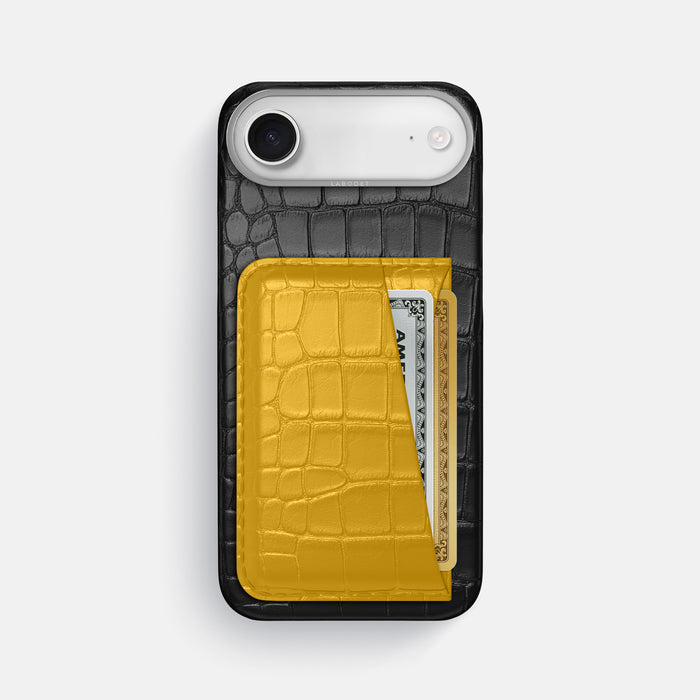 Double Card Case Coloré For iPhone 17 Air In Alligator -1 | Black-Steel