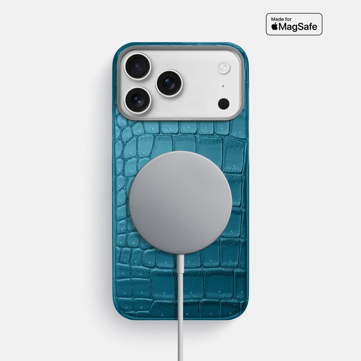 Classic Case For iPhone 18 Pro Max In Porosus Crocodile -5 | Turquoise-Steel