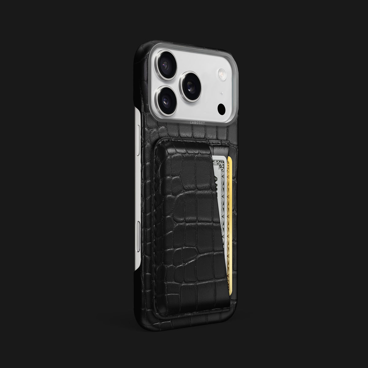 Double Card Case Edition Black For iPhone 17 Pro Max In Alligator -2 | Edition-Black-Steel