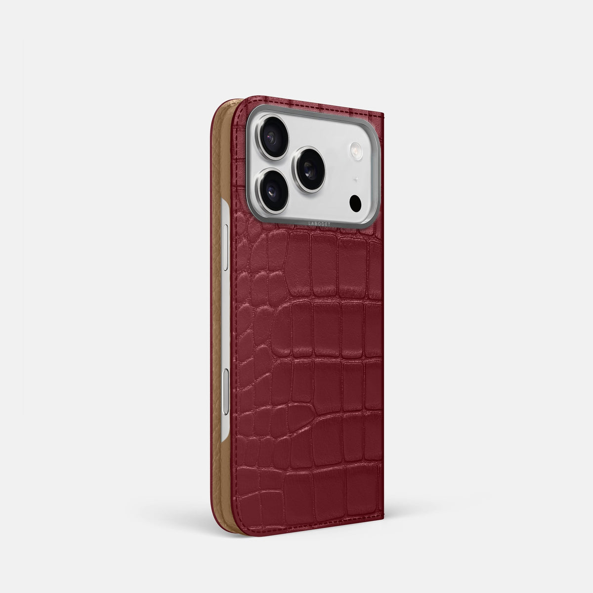 Folio Case For iPhone 18 Pro In Alligator -1 | Burgundy-Steel