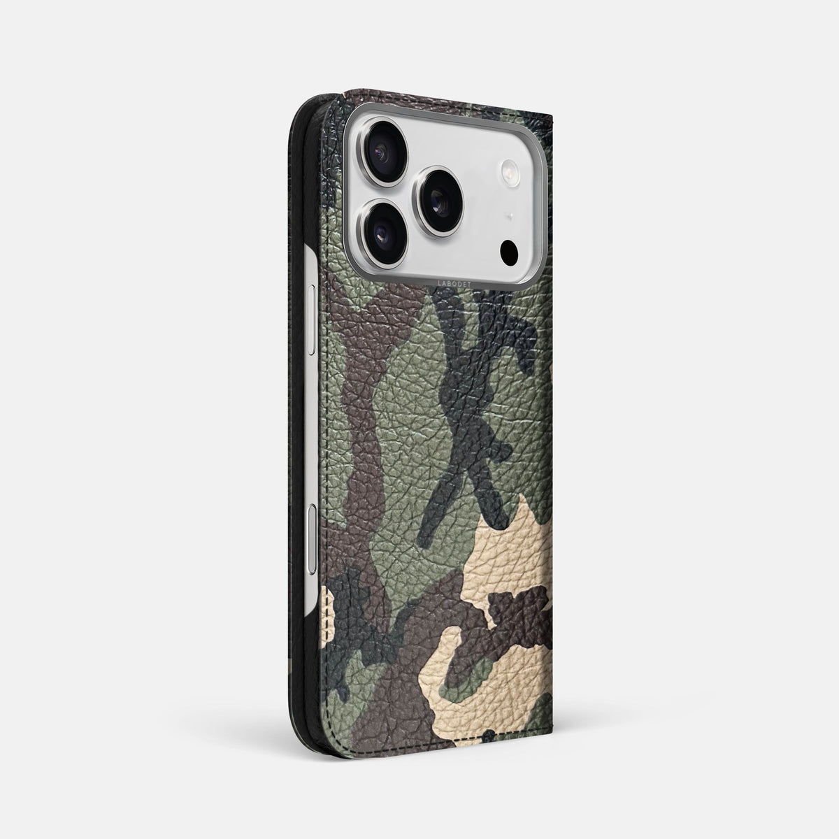 Folio Case For iPhone 18 Pro Max In Calf -1 | Camouflage-Steel