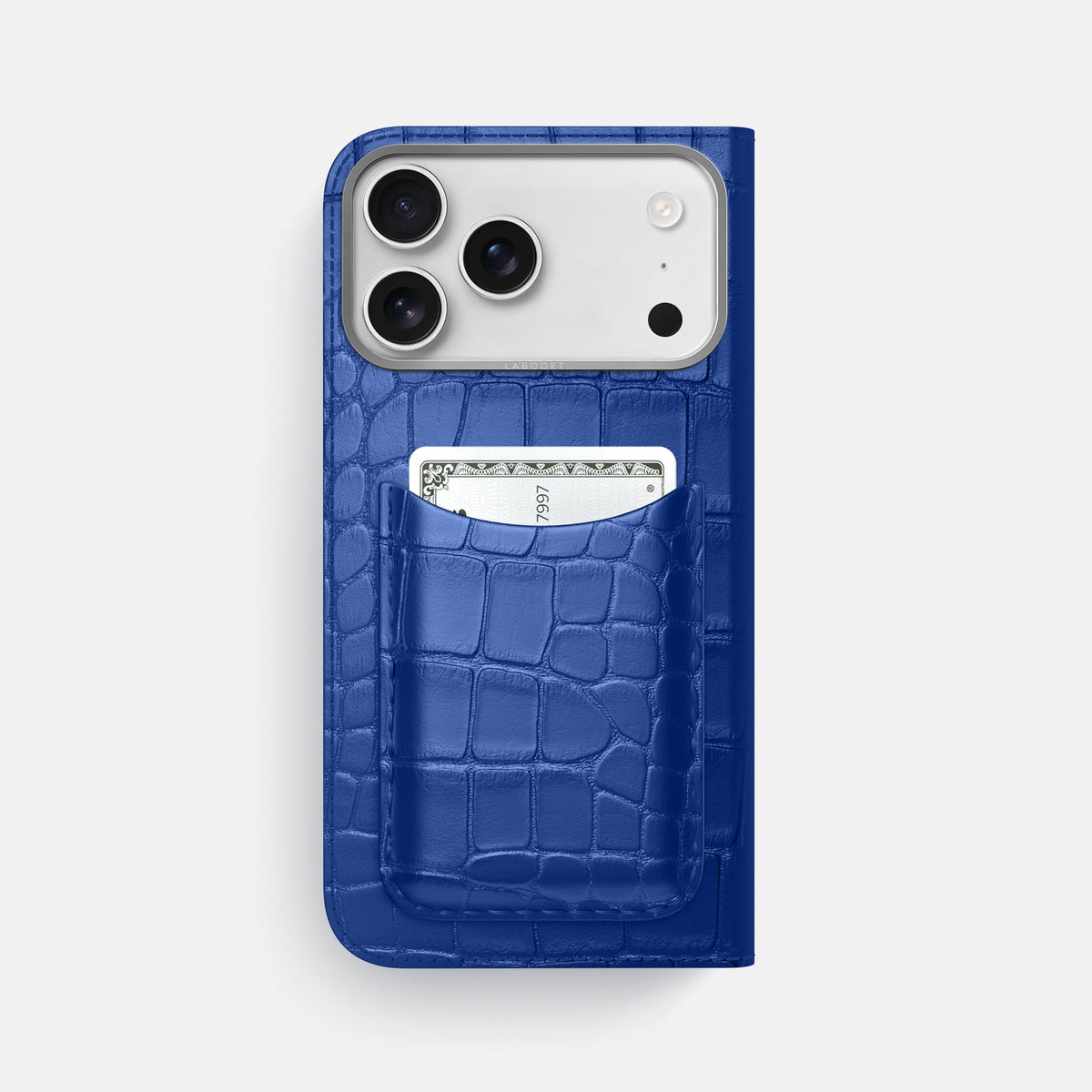 Folio Case with Card For iPhone 18 Pro Max In Alligator -3 | Royal-Blue-Steel