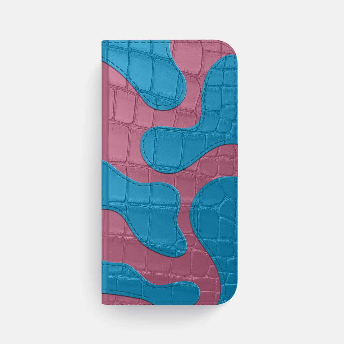Camouflage Folio For iPhone 17 Air In Alligator -4 | Pink-Lagoon-Steel