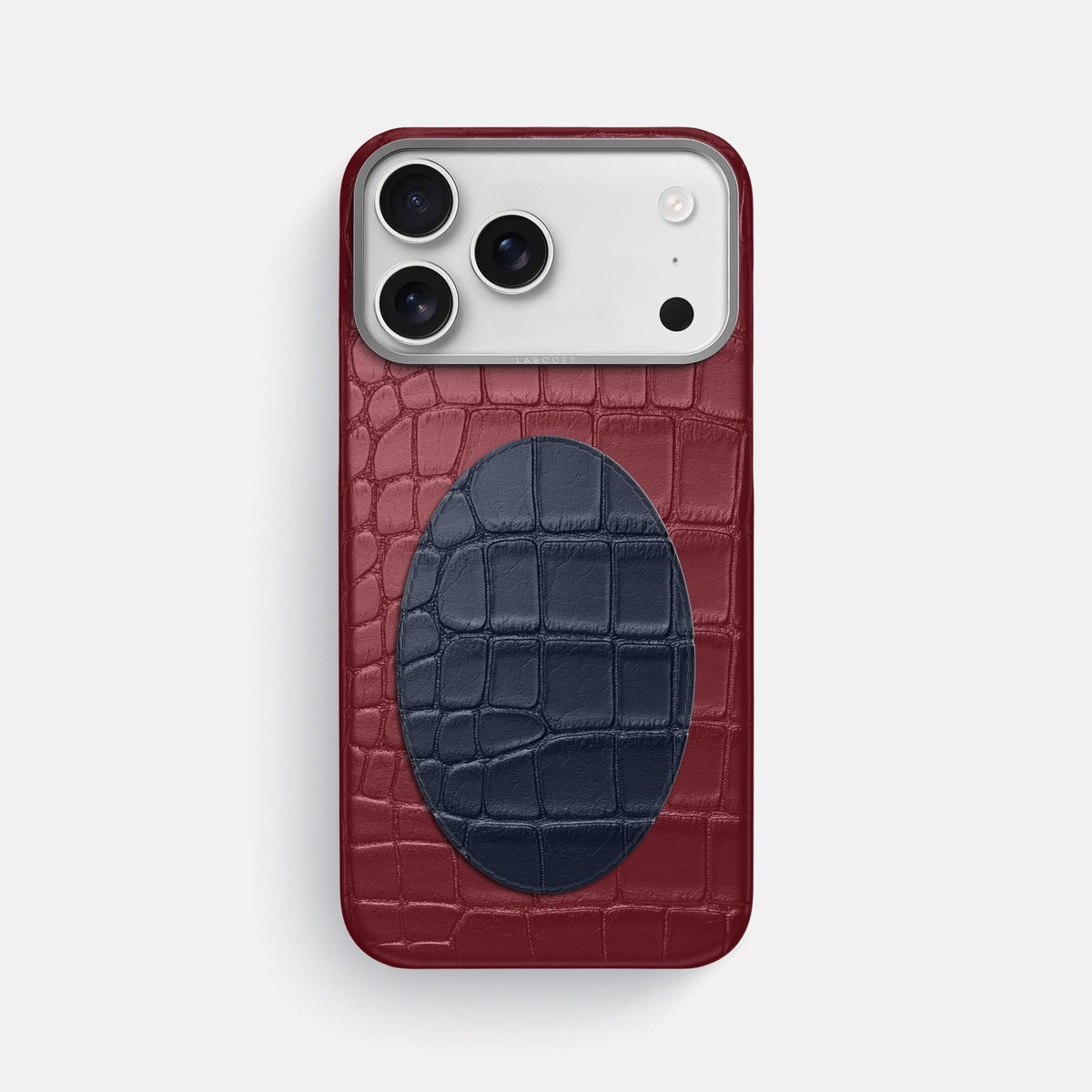 Classic Case With Oval For iPhone 18 Pro Max In Alligator -1 | Burgundy-Steel