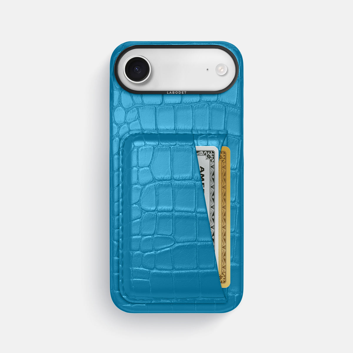Double Card Case For iPhone 17 Air In Alligator -1 | Curaçao-Blue-Black