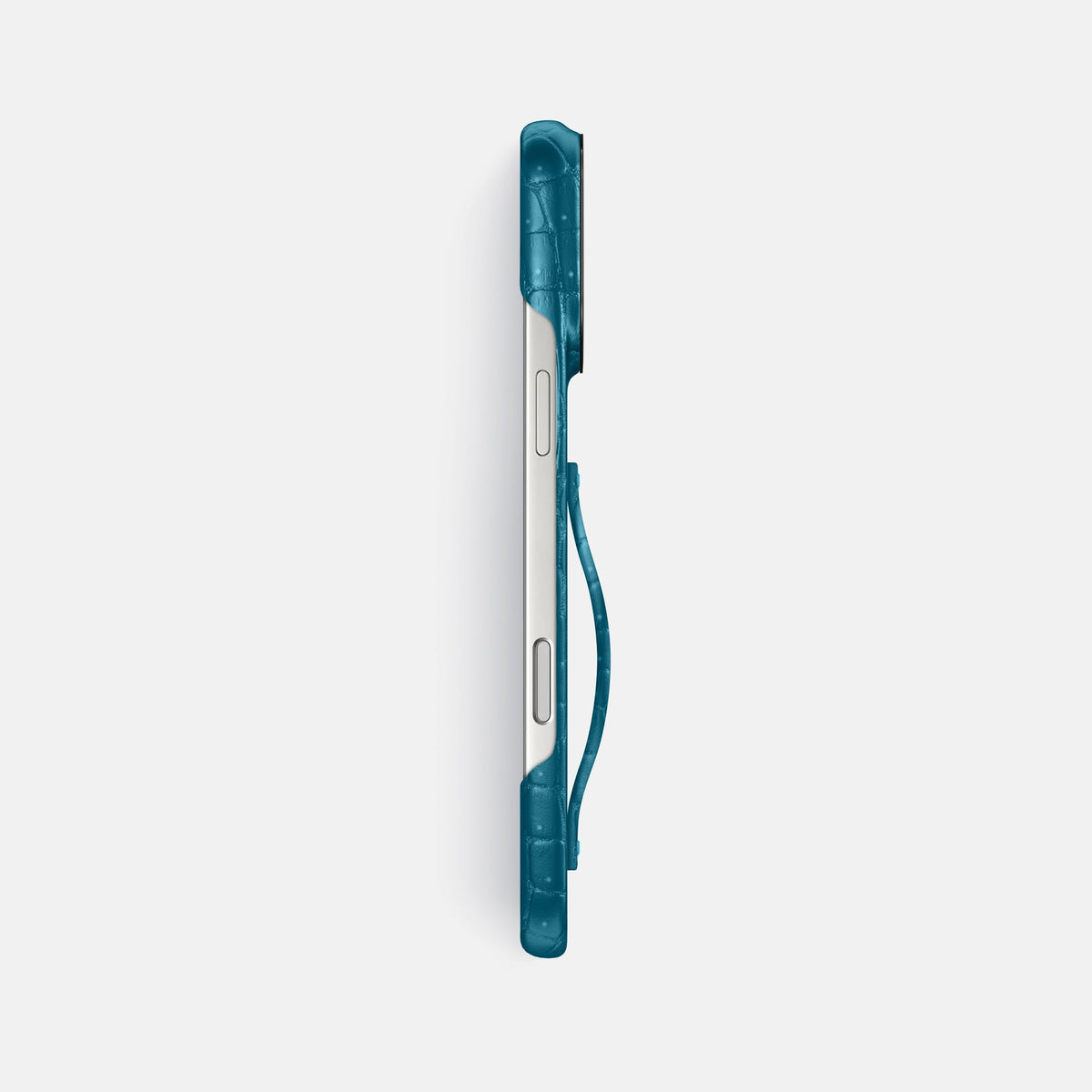 Finger Case For iPhone 18 Pro Max In Porosus Crocodile -3 | Turquoise-Black