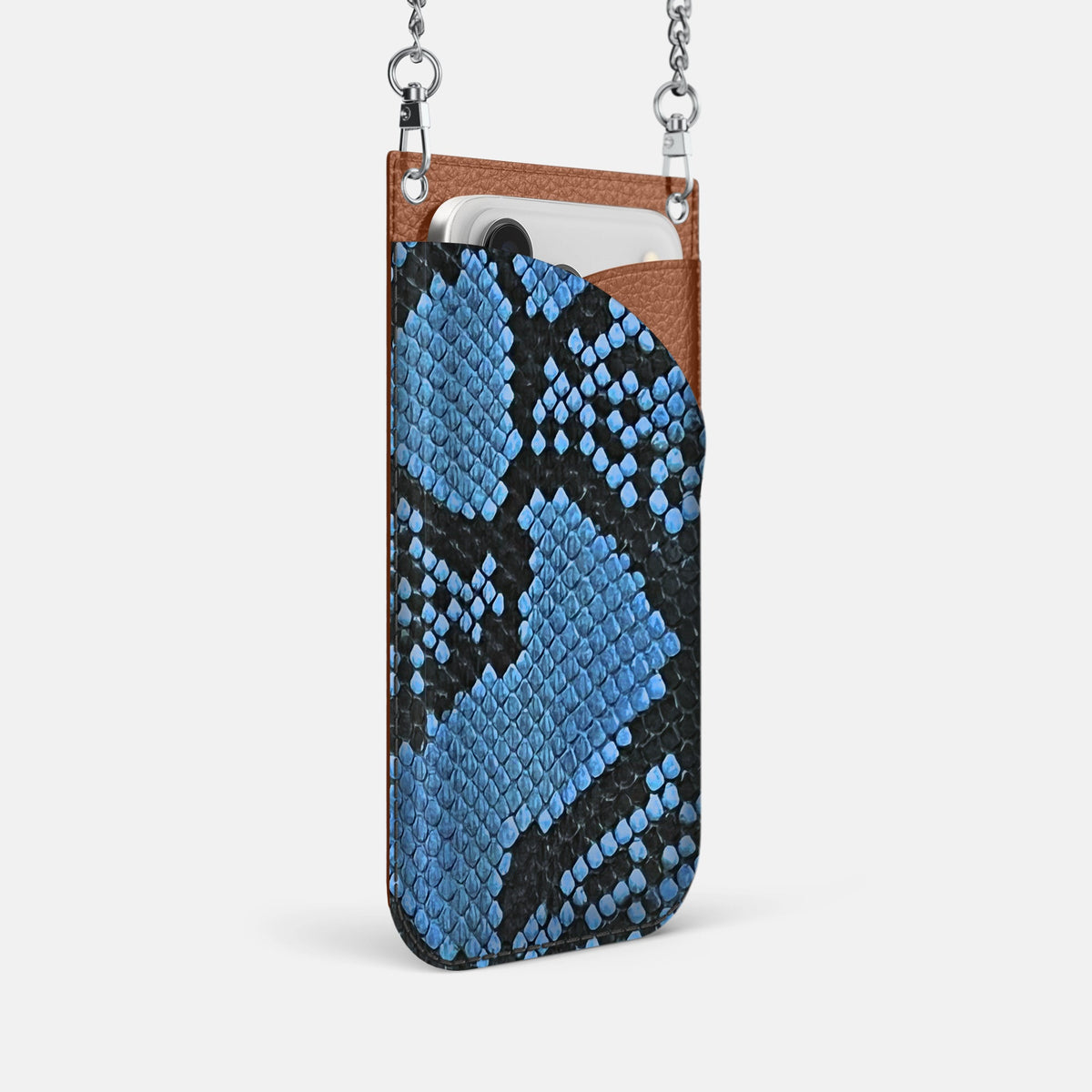 Crossbody Bag For iPhone 18 Pro In Deluxe Python -2 | Blue-Jeans-Steel
