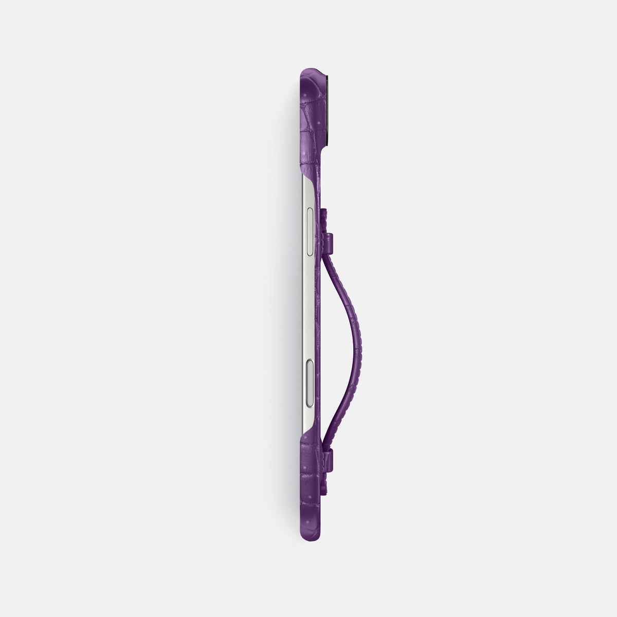 Center Handle For iPhone 17 Air In Porosus Crocodile -2 | Purple-Black