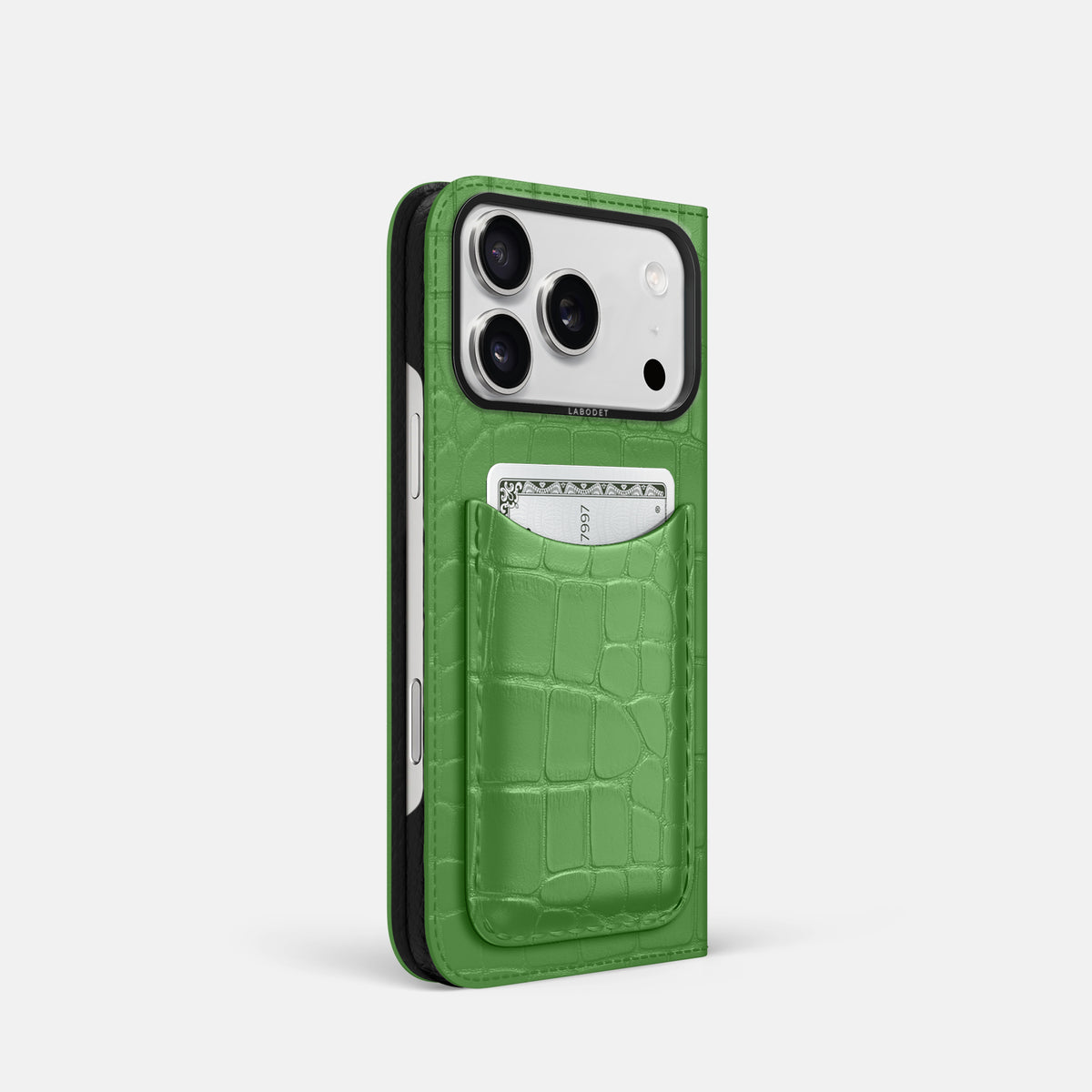 Folio Case with Card For iPhone 17 Pro In Alligator -1 | Apple-Green-Black