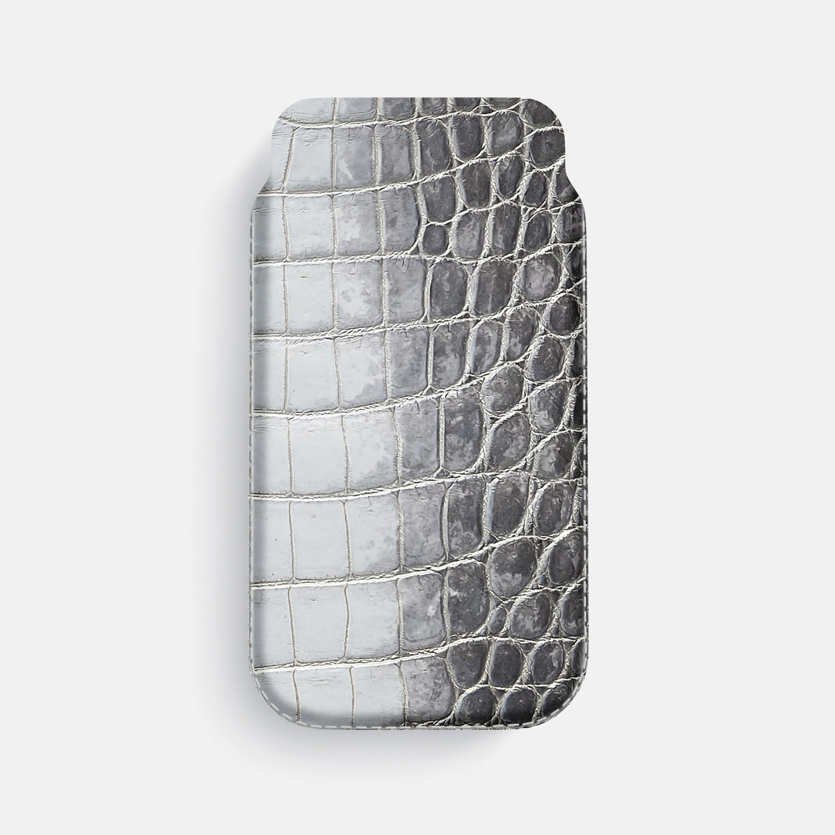 Pouch Case For iPhone 17 Pro Max In Himalayan Crocodile -1 | Silver
