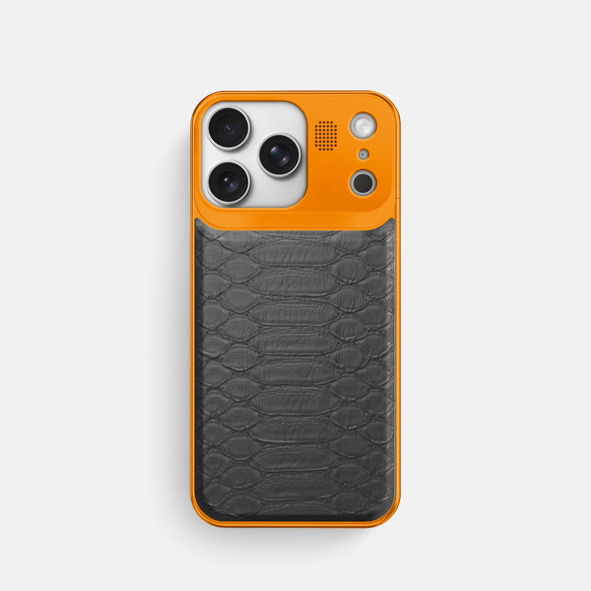 Metal Case For iPhone 17 Pro In Python -1 | Grey-Orange