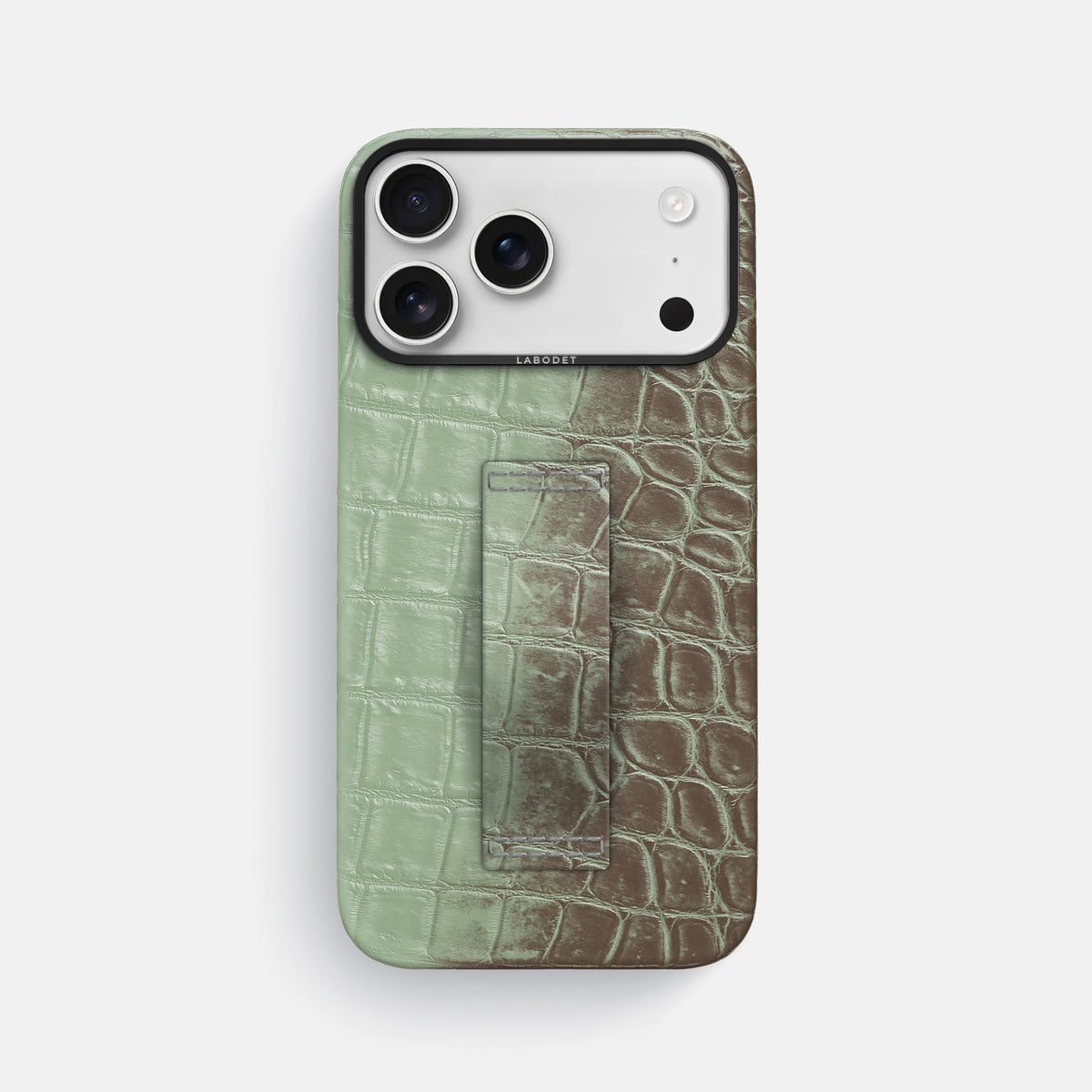 Finger Case For iPhone 17 Pro Max In Himalayan Crocodile -1 | Pistachio-Black