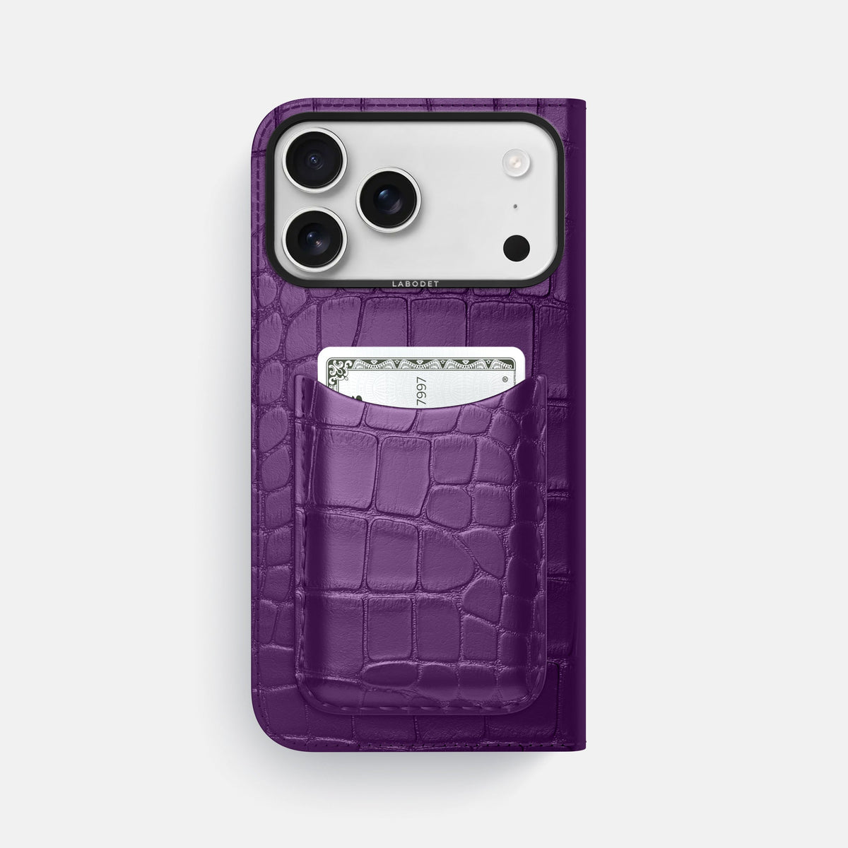 Folio Case with Card For iPhone 18 Pro Max In Alligator -3 | Purple-Black