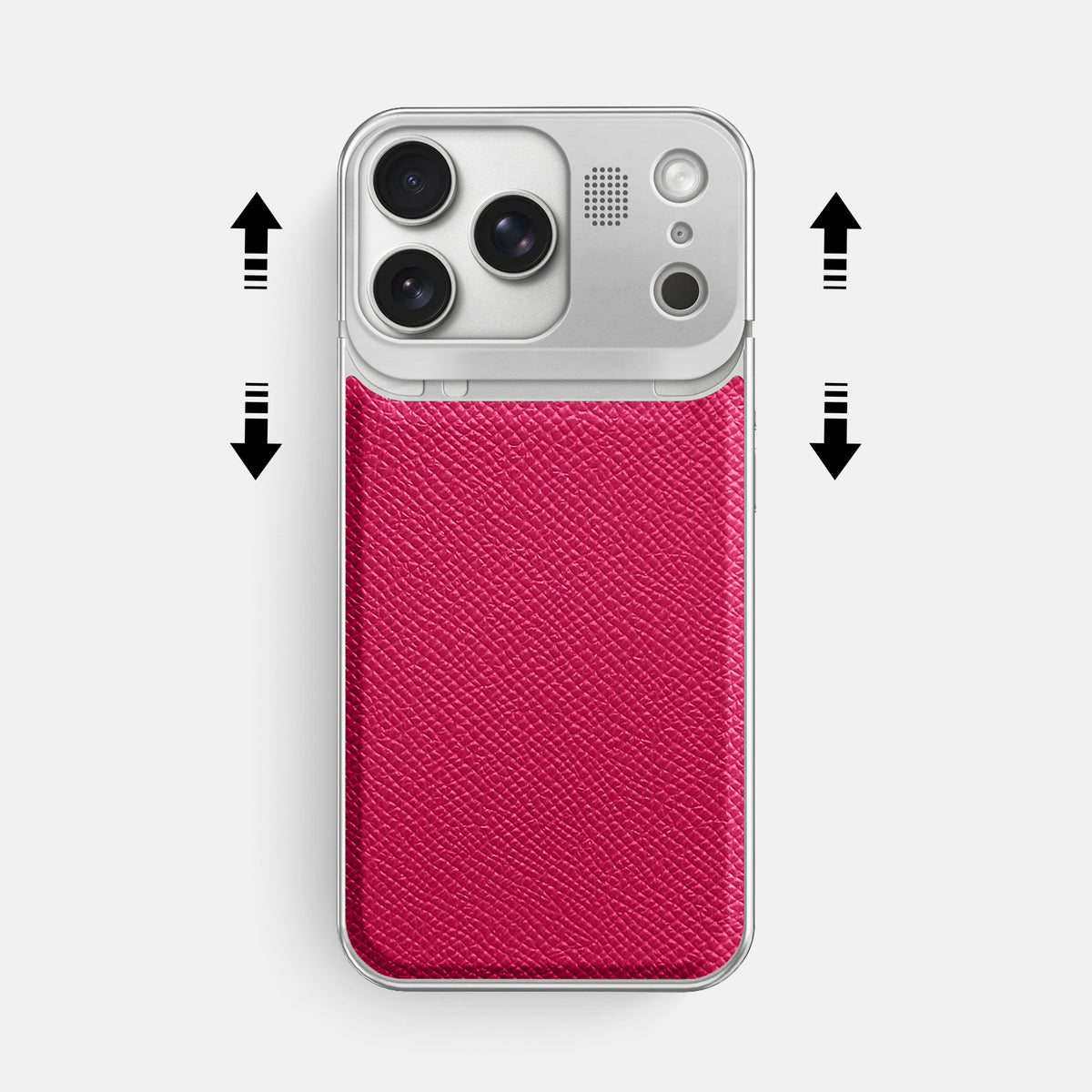Metal Case For iPhone 17 Pro Max In Epsom-Style Calf -2 | Fuchsia-Steel
