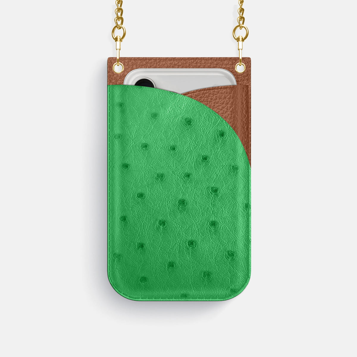 Crossbody Bag For iPhone 18 Pro In Ostrich -1 | Kentucky-Green-Gold