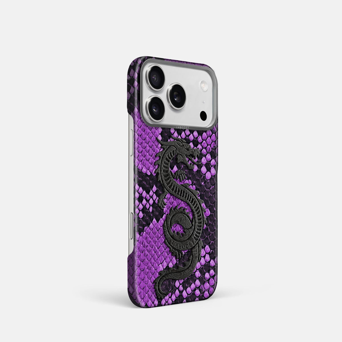Classic Case With Carbon Dragon For iPhone 18 Pro In Deluxe Python -2 | Purple-Steel