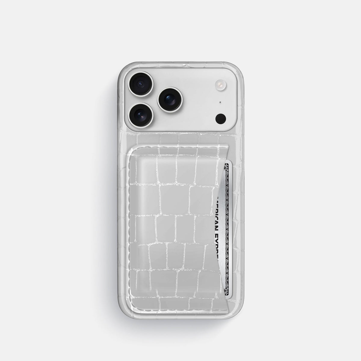 Slim Card Case For iPhone 18 Pro In Shiny Alligator -1 | White