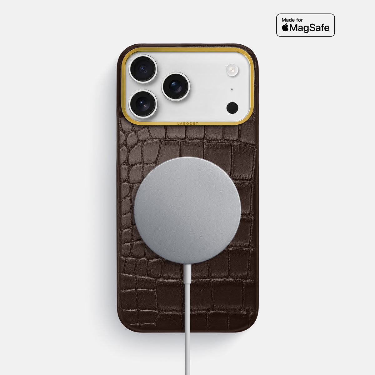 Classic Case For iPhone 17 Pro Max In Alligator -5 | Dark-Brown-Gold