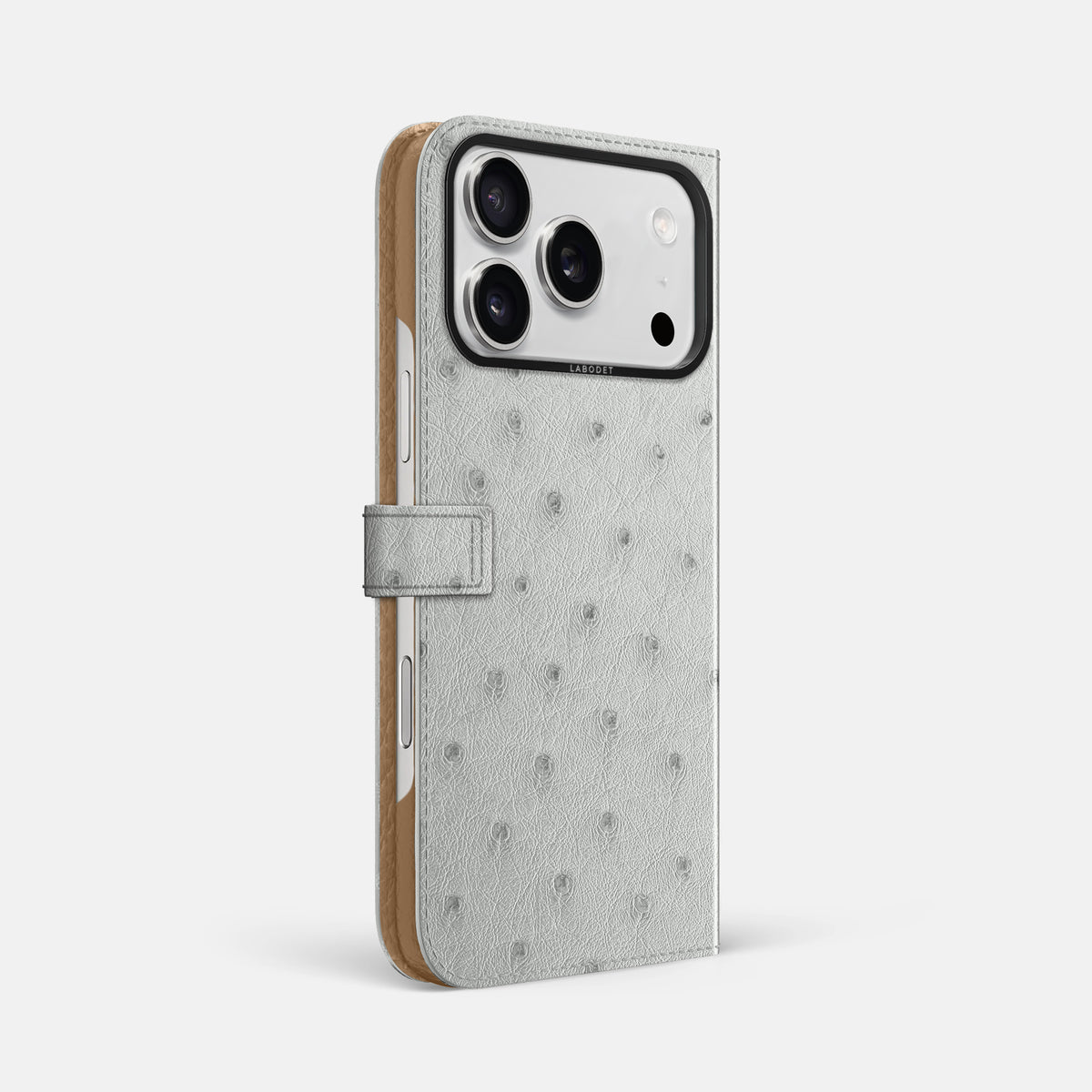 Folio Case with Clasp For iPhone 17 Pro Max In Ostrich -1 | White-Black