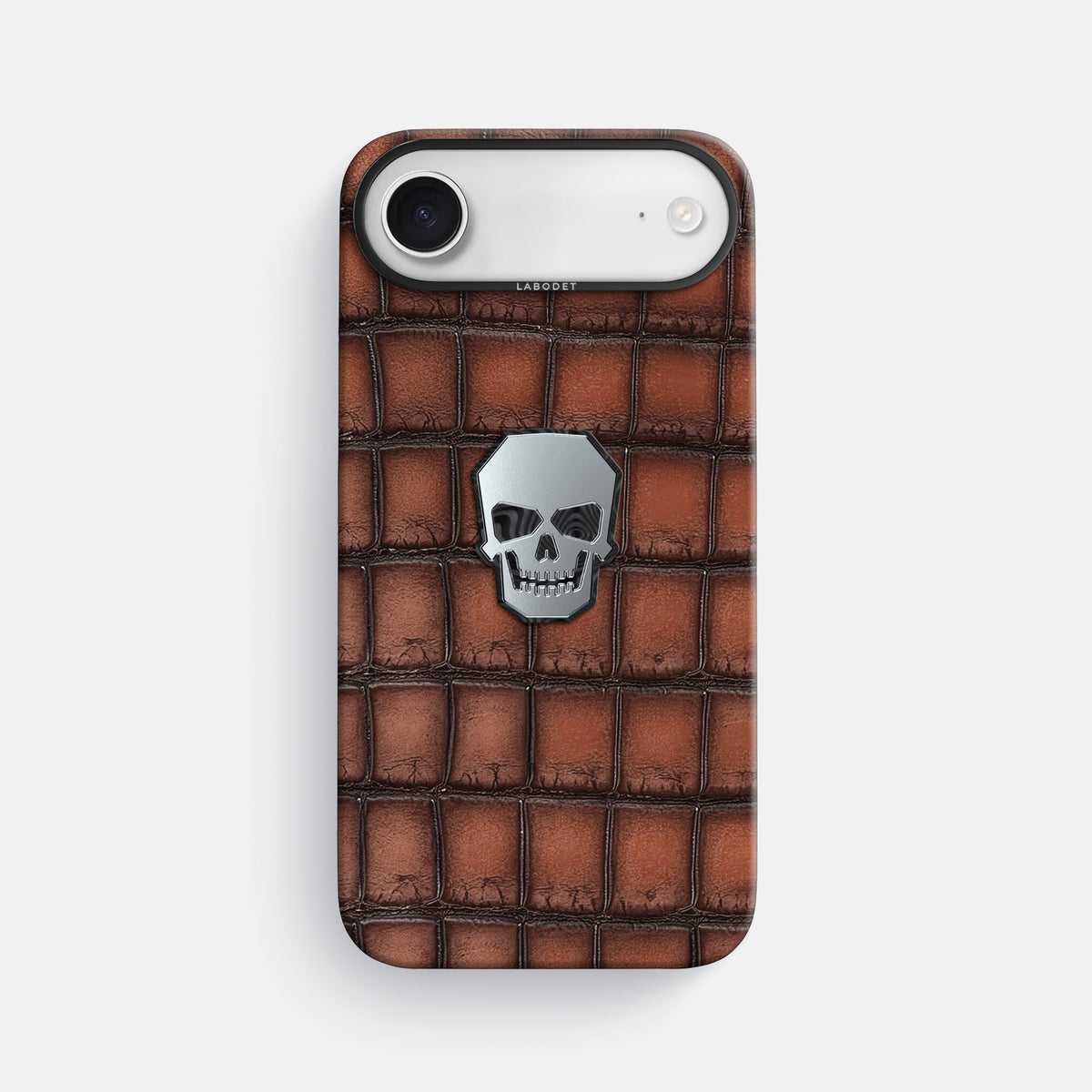 Classic Case With Titanium Skull For iPhone 17 Air In Patina Alligator -1 | Baobab-Black