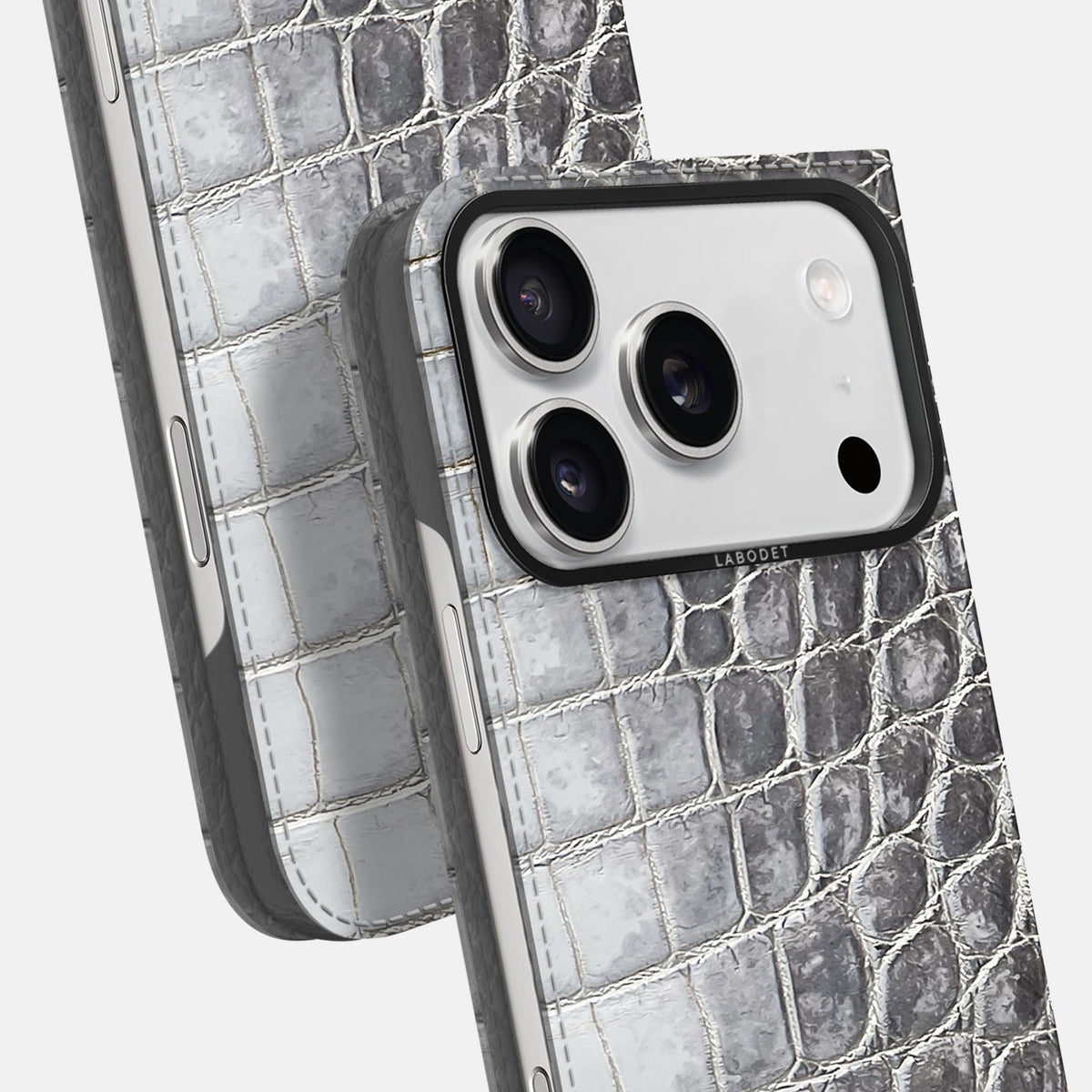 Folio Case For iPhone 18 Pro Max In Himalayan Crocodile -5 | Silver-Black