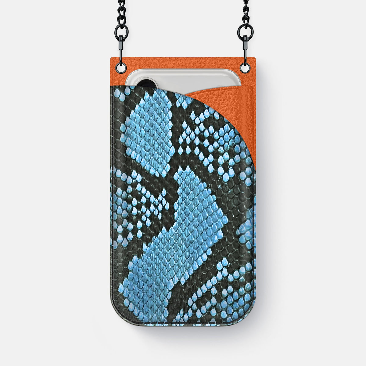 Crossbody Bag For iPhone 18 Pro Max In Deluxe Python -1 | Pacific-Blue-Black