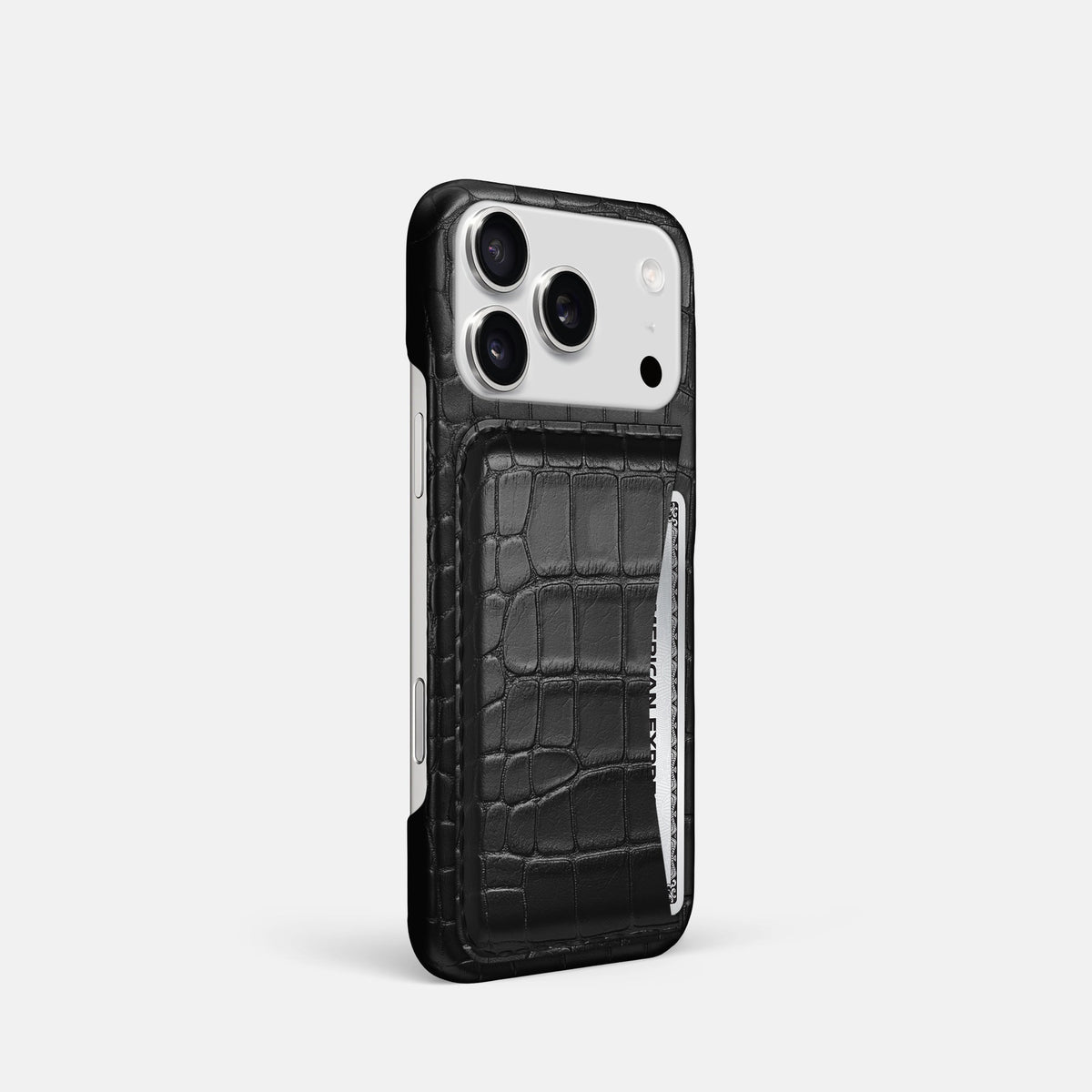 Slim Card Case For iPhone 18 Pro In Alligator -2 | Black