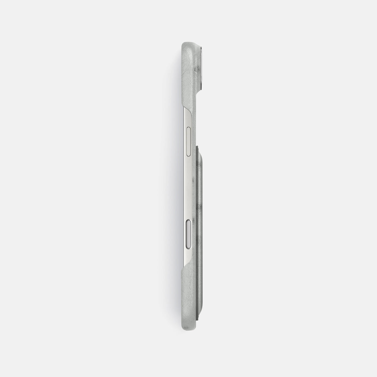 Double Card Case For iPhone 17 Air In Ostrich -3 | White-Steel