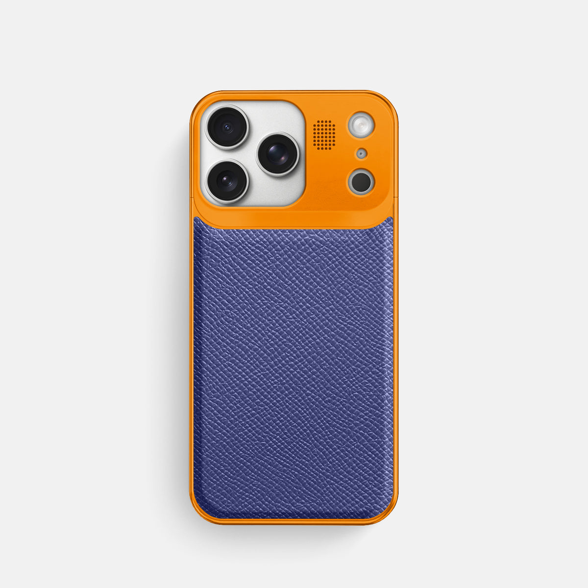 Metal Case For iPhone 17 Pro In Epsom-Style Calf -1 | Purple-Orange