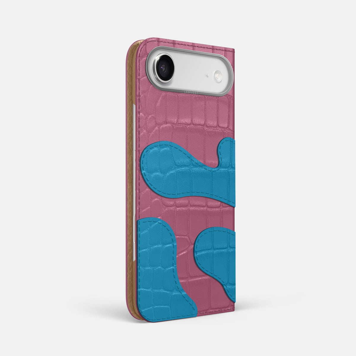 Camouflage Folio For iPhone 17 Air In Alligator -1 | Pink-Lagoon-Steel