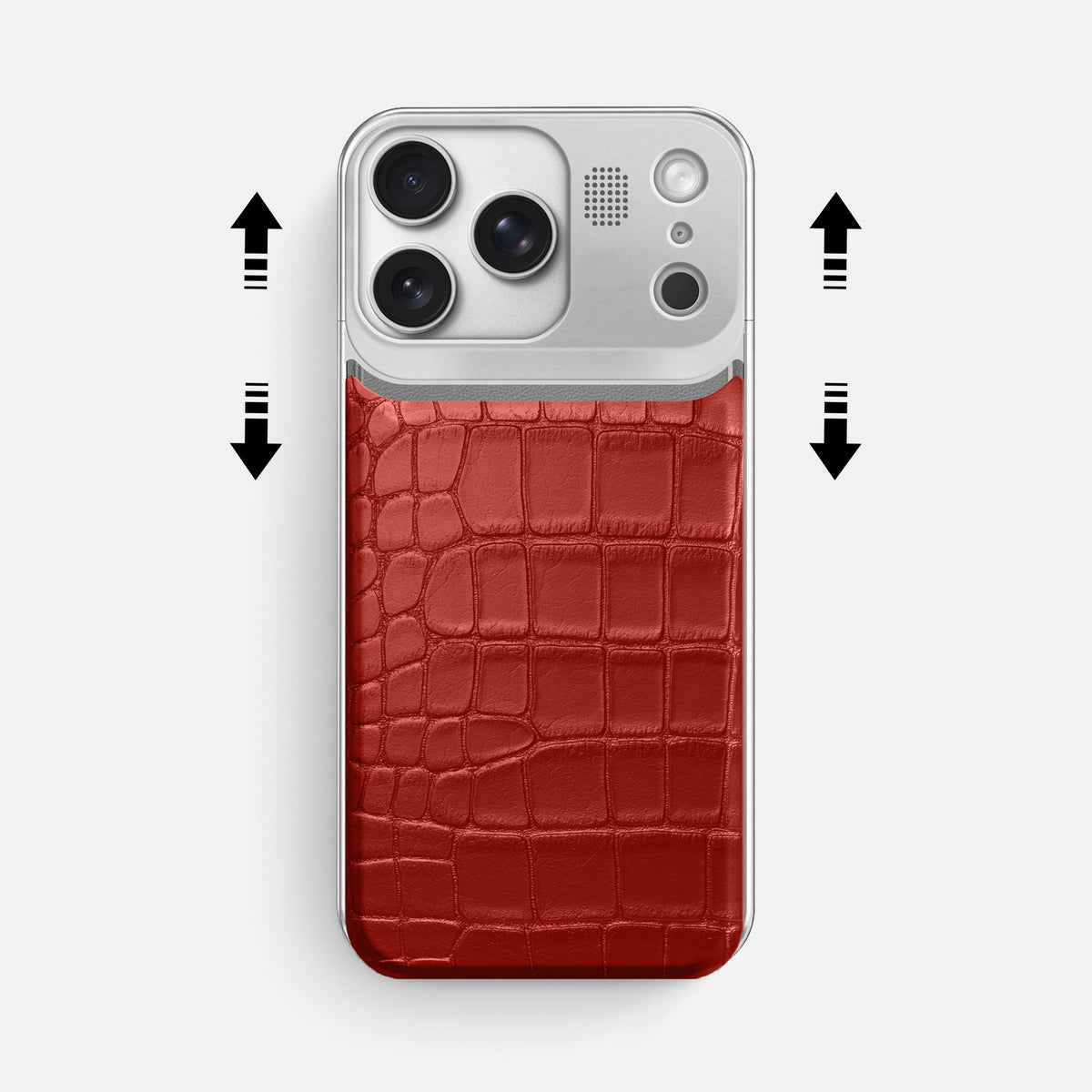 Metal Case For iPhone 18 Pro Max In Alligator -2 | Red-Steel