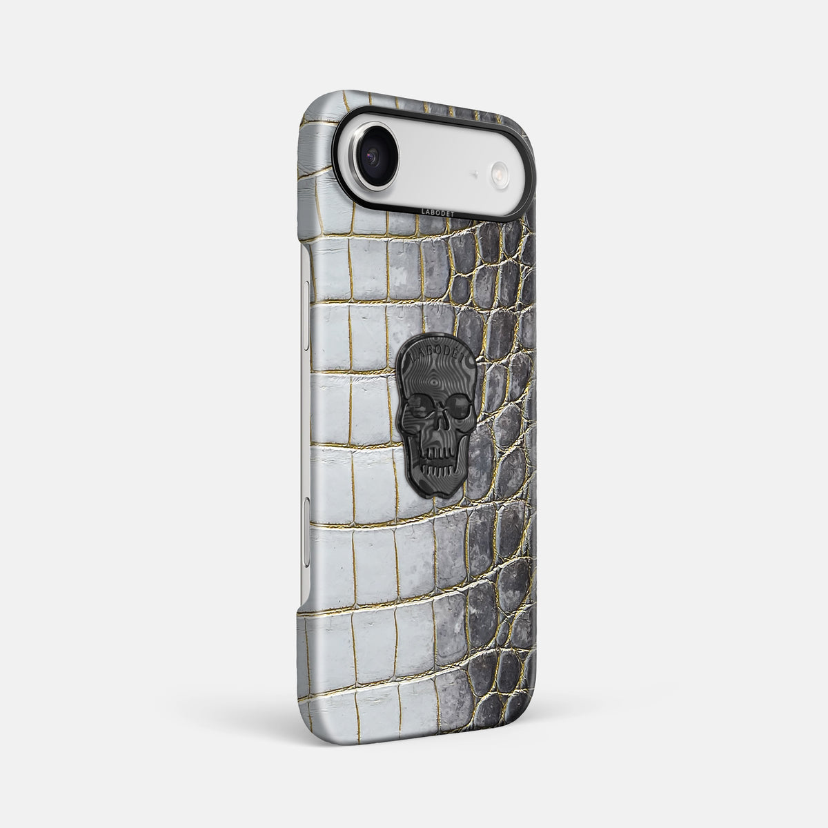 Classic Case With Carbon Skull For iPhone 17 Air In Himalayan Crocodile -2 | Gold-Black
