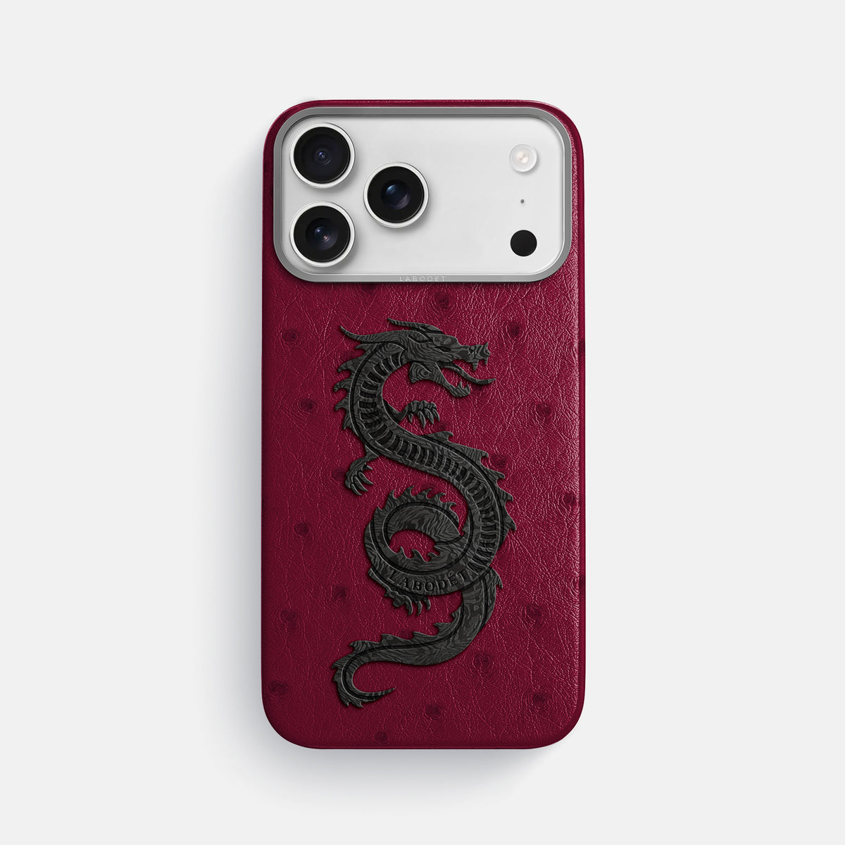 Classic Case With Carbon Dragon For iPhone 17 Pro Max In Ostrich -1 | Bordeaux-Steel