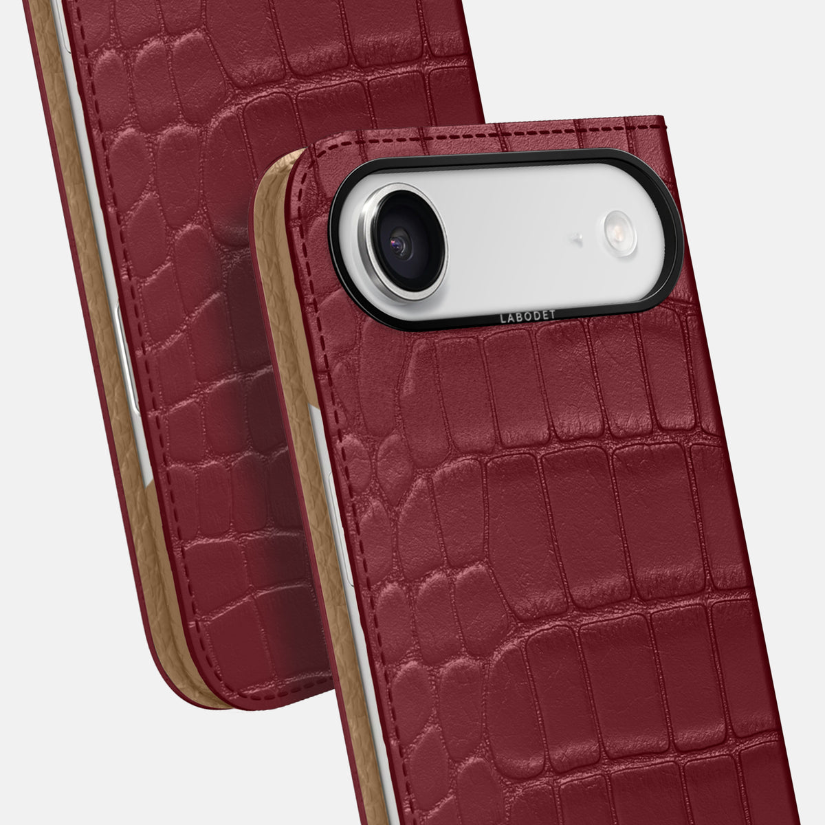 Folio Case For iPhone 17 Air In Alligator -5 | Burgundy-Black