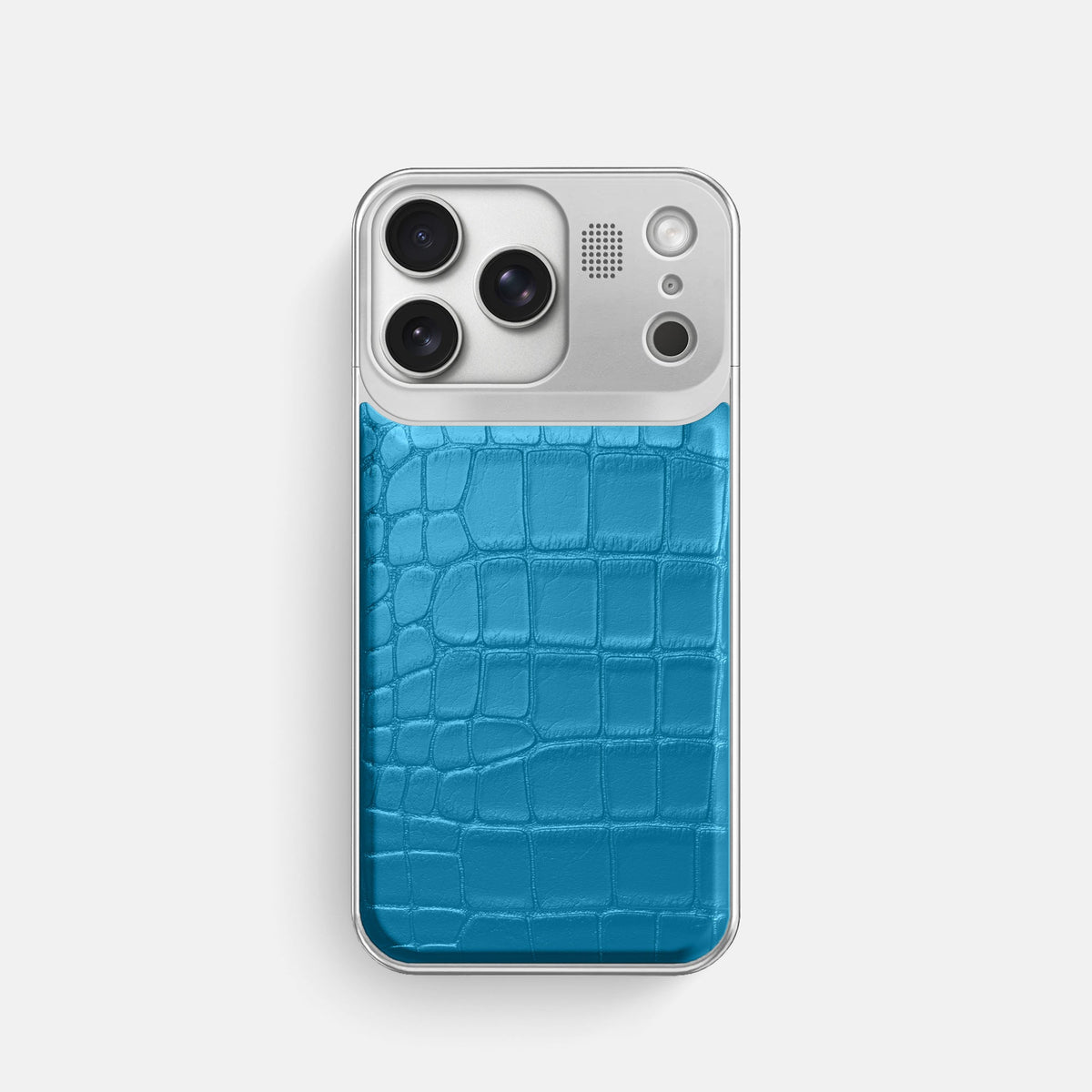 Metal Case For iPhone 18 Pro In Alligator -1 | Curaçao-Blue-Steel