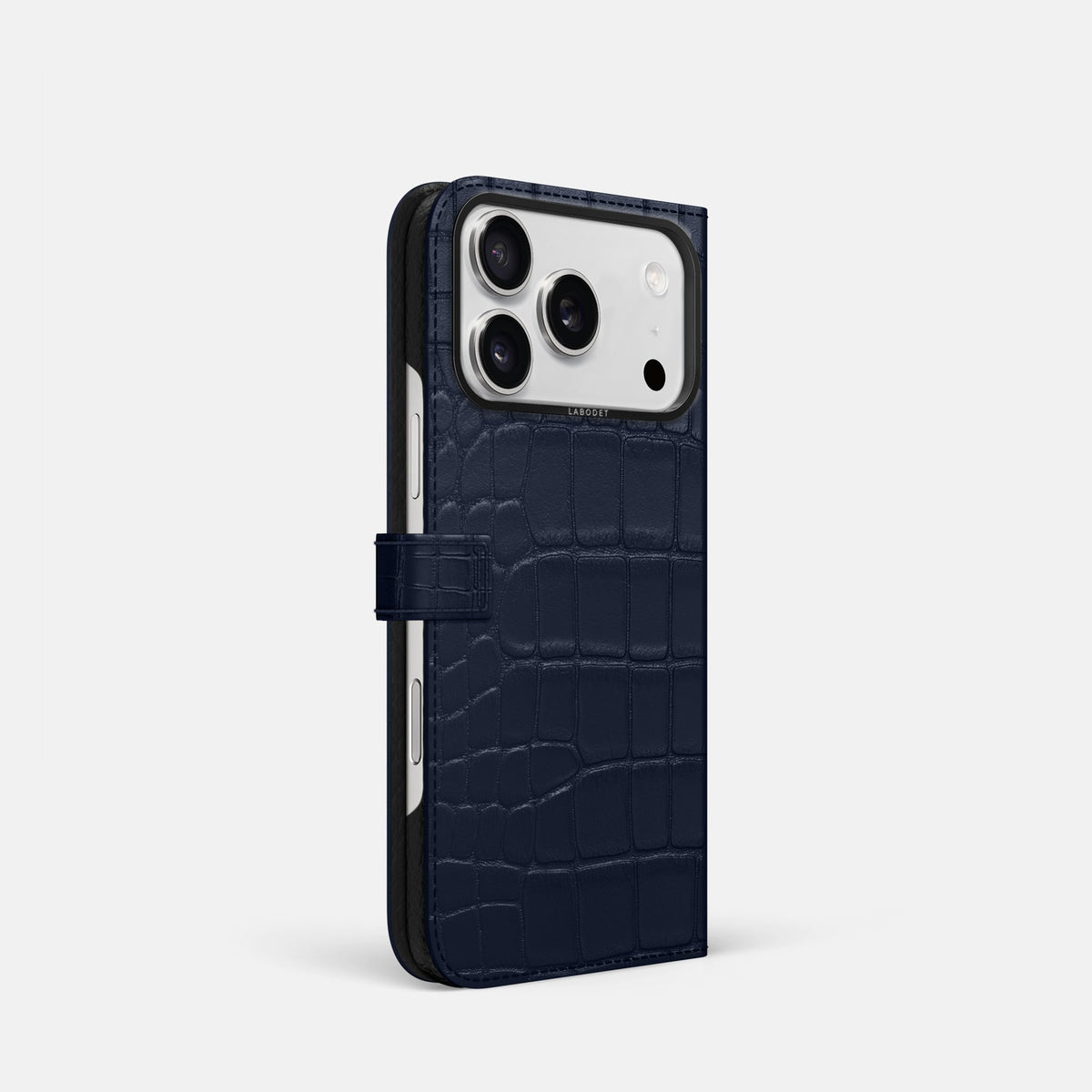 Folio Case with Clasp For iPhone 18 Pro In Alligator -1 | Navy-Blue-Black